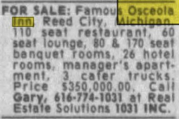 Hotel King (Osceola Hotel, Osceola Inn) - May 23 2004 For Sale (newer photo)